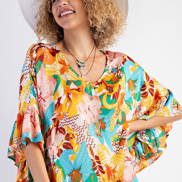 New Fabulous TROPICAL PRINT CHALLIS MIDI RESORT DRESS - Picture 7 of 7